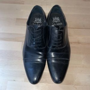 John White Mens Guidehall Black Capped Oxford Shoes, sz 10